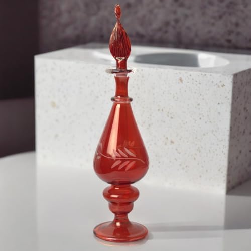 Ornamenta Hand-Blown Glass Perfume Bottle with Egyptian Engraving