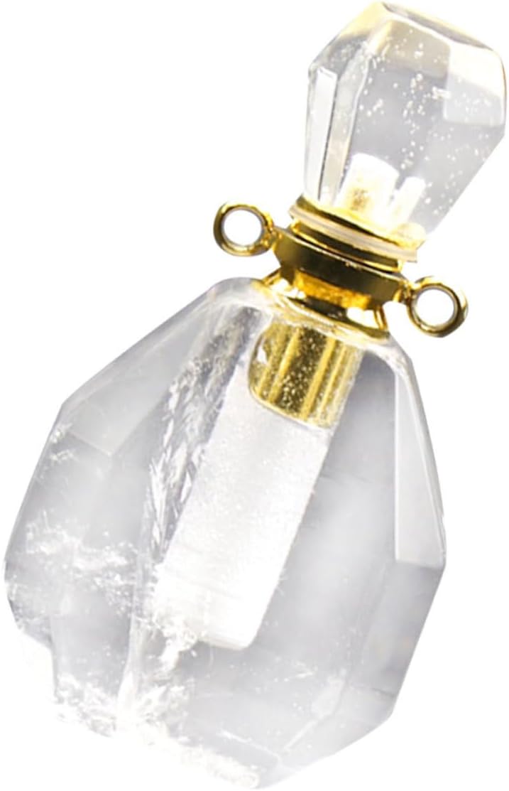 Garneck Fluorite Crystal Perfume Bottle Pendant Necklace for Women