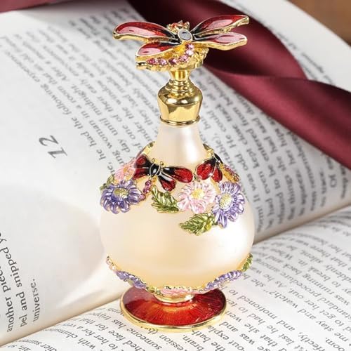 25ml Perfume Bottles Empty with Dragonfly Cover Vintage Glass Decorative Bottles for Girls Women