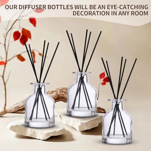 4 Pack Transparent Reed Diffuser Bottles with Gold Caps and Black Sticks for DIY Fragrance