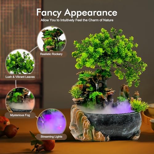 Indoor Tabletop Fountain with LED Light and Atomizer