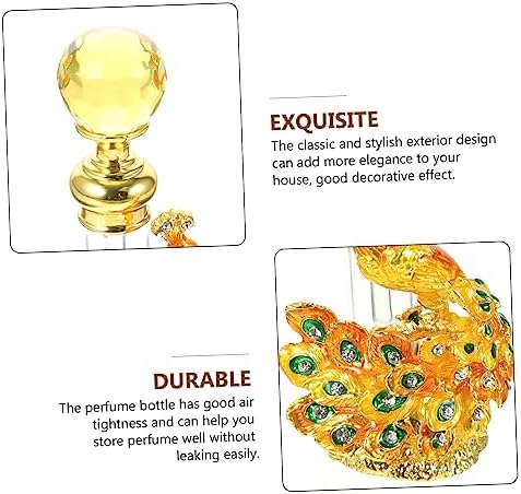 Antique Peacock Design Perfume Bottle Vintage Glass Container for Essential Oils