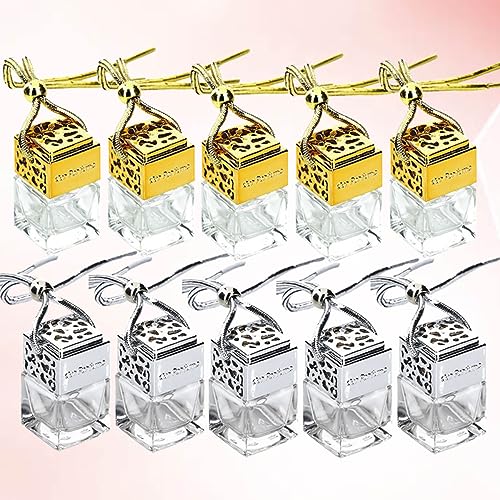 10pcs Square Glass Perfume Bottle Pendants for Car Diffuser and Travel Spray
