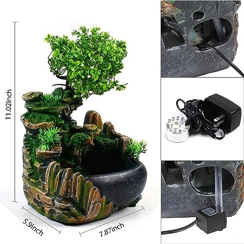 DYRABREST Indoor Relaxation Desktop Fountain with LED Light and Pump