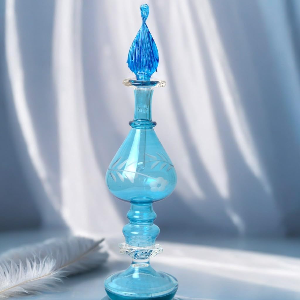 Egyptian Glass Perfume Bottle Hand Painted Refillable Decanter