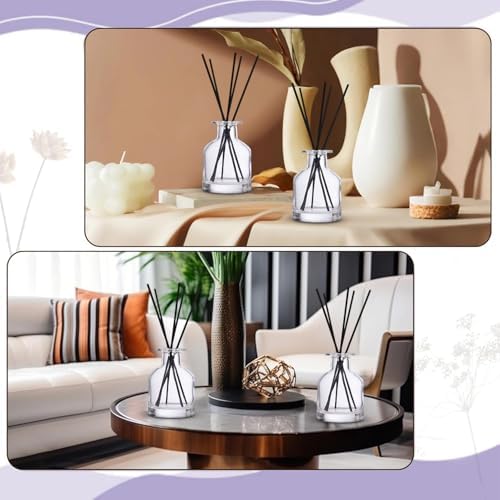 4 Pack Transparent Reed Diffuser Bottles with Gold Caps and Black Sticks for DIY Fragrance