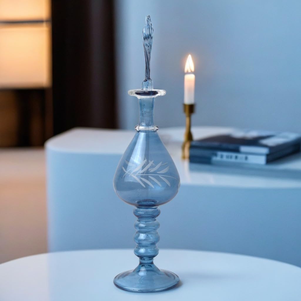 Ornamenta Handcrafted Blue Glass Perfume Bottle