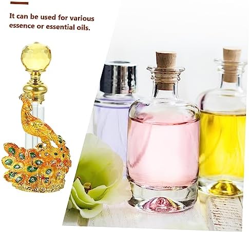 PRETYZOOM Vintage Gold Peacock Perfume Bottle 4ml Refillable Essential Oil Holder