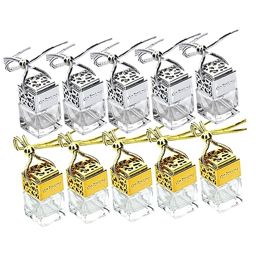 VICASKY 10 Pcs Glass Perfume Bottle Pendant with Hollow Design