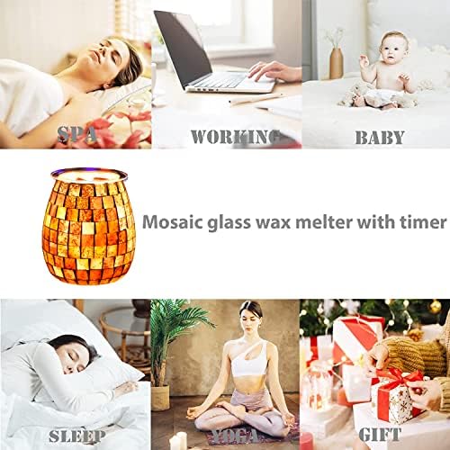 Dicimi Glass Wax Melt Heater with Gold Mosaic Design