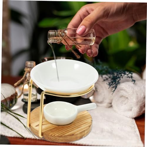 1Set Ceramic Essential Oil Burner with Tealight Holder for Relaxing Spaces