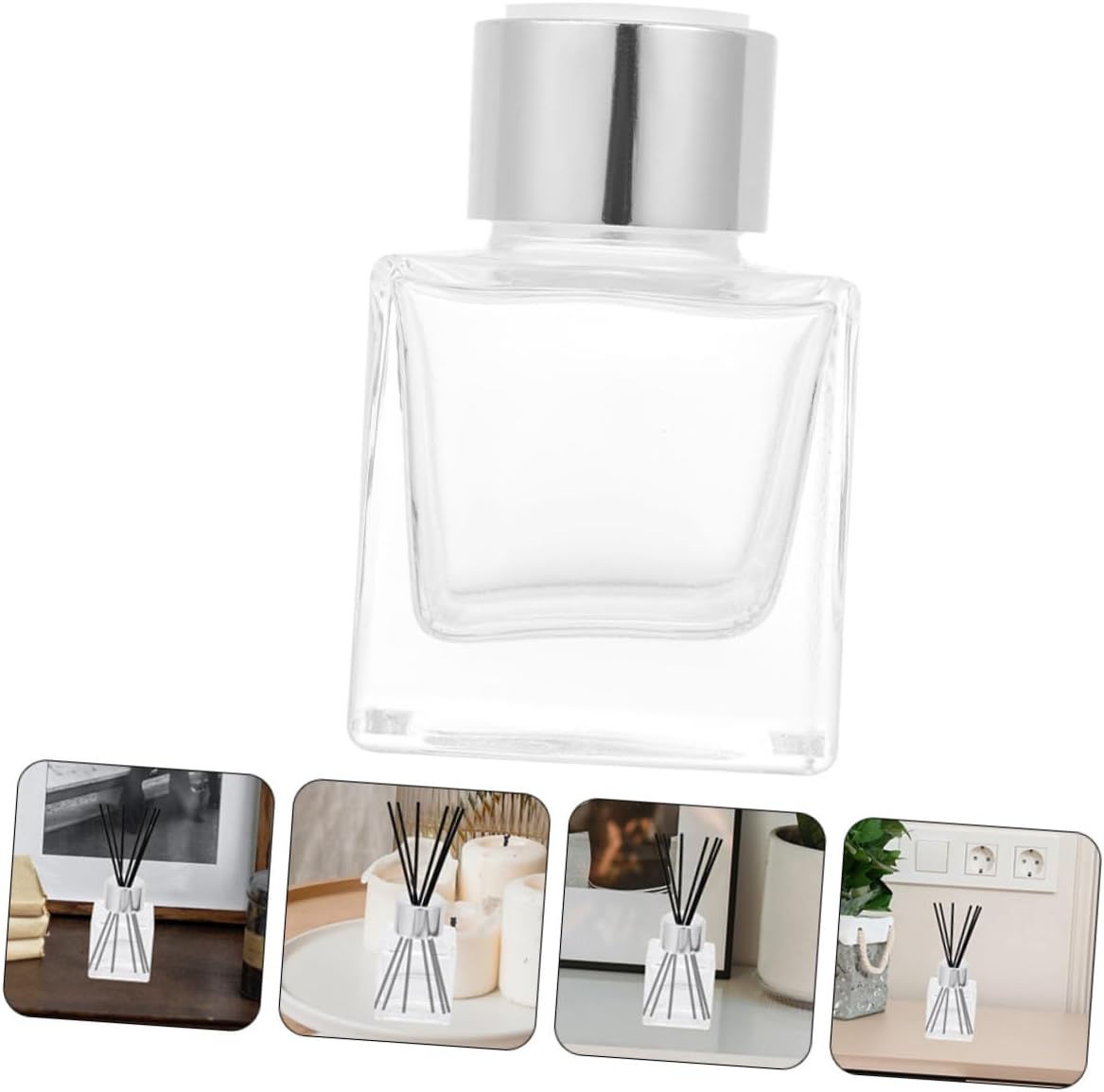 Happyyami 50ml Glass Aromatherapy Diffuser Bottle Square Design