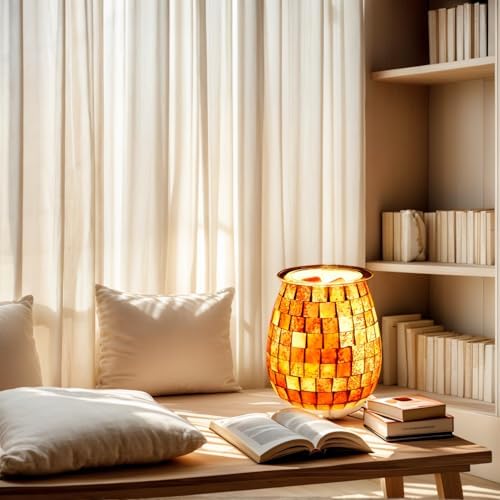 Dicimi Glass Wax Melt Heater with Gold Mosaic Design