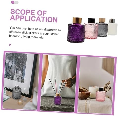 PRETYZOOM 4pcs Embossed Aromatherapy Diffuser Bottles with Rattan Sticks for Home Fragrance Decor