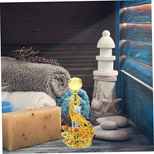 Antique Peacock Design Perfume Bottle Vintage Glass Container for Essential Oils