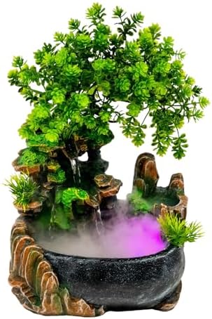 Indoor Tabletop Fountain with LED Light and Atomizer