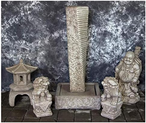 Rustic Twist Fountain with Pagoda Foo Dog Pair