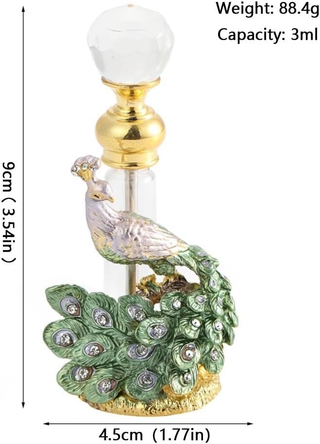 3ml Vintage Perfume Bottles Peacock Glass Decorative Scent Containers for Travel