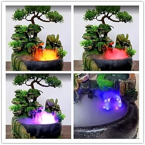 DYRABREST Indoor Relaxation Desktop Fountain with LED Light and Pump