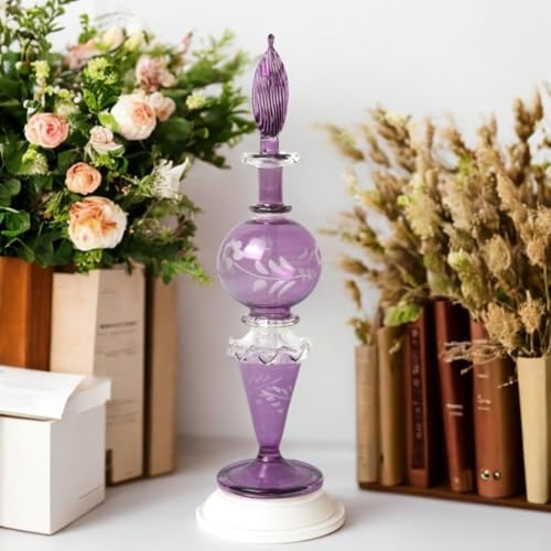 Ornamenta Purple Glass Fragrance Bottle with Engraved Design