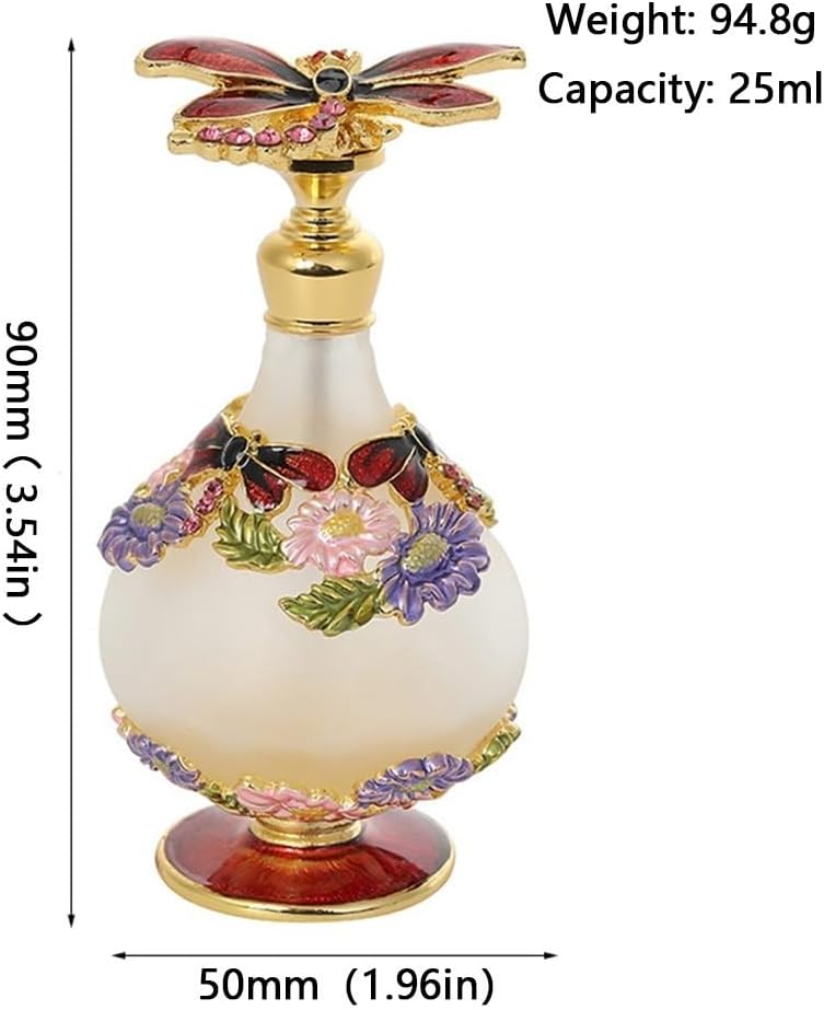 25ml Perfume Bottles Empty with Dragonfly Cover Vintage Glass Decorative Bottles for Girls Women