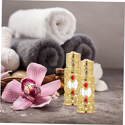 1pc Decorative Glass Perfume Bottle Vintage Style Essential Oil Container for Home and Travel