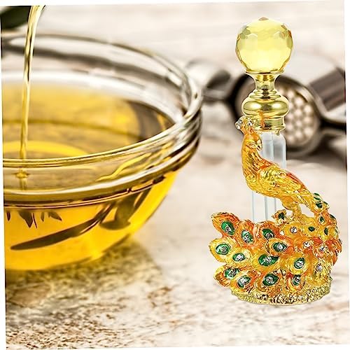 PRETYZOOM Vintage Gold Peacock Perfume Bottle 4ml Refillable Essential Oil Holder
