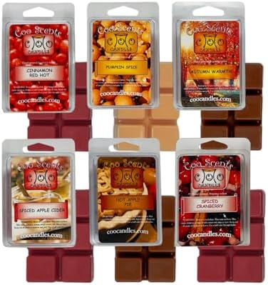 Coo Candles Soy Blend Fall Candle Set - 6 Scents 36 Cubes Made in USA