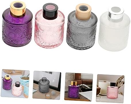 Amosfun 4pcs Embossed Aroma Diffuser Bottles for Home Decor