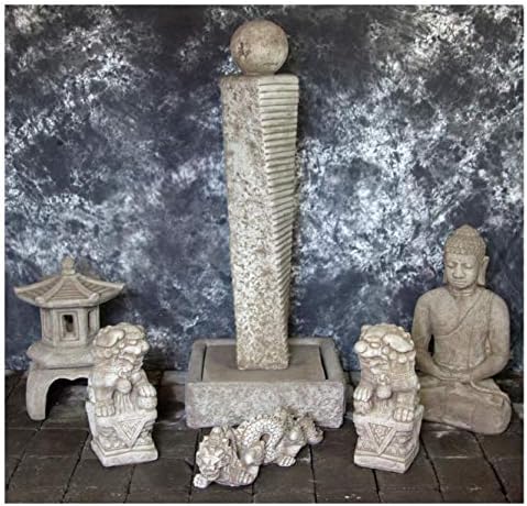 Rustic Twist Fountain Sphere with Oriental Pagoda and Meditating Buddha 1