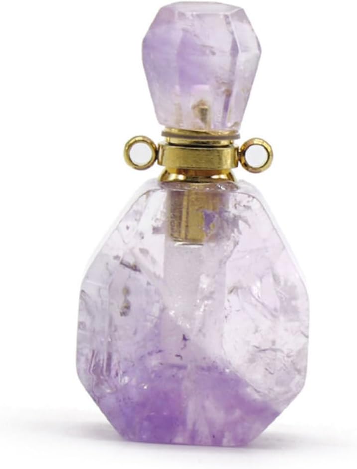 GARVALON Fluorite Crystal Perfume Bottle Necklace for Women
