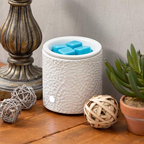 White Leaf Ceramic Candle Warmer with Safety Timer