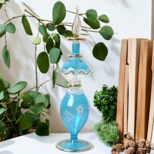 Hand Painted Glass Perfume Decanter with Golden Trim