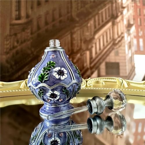HUFFA Vintage Purple Flower Perfume Bottle with Crystal Cap