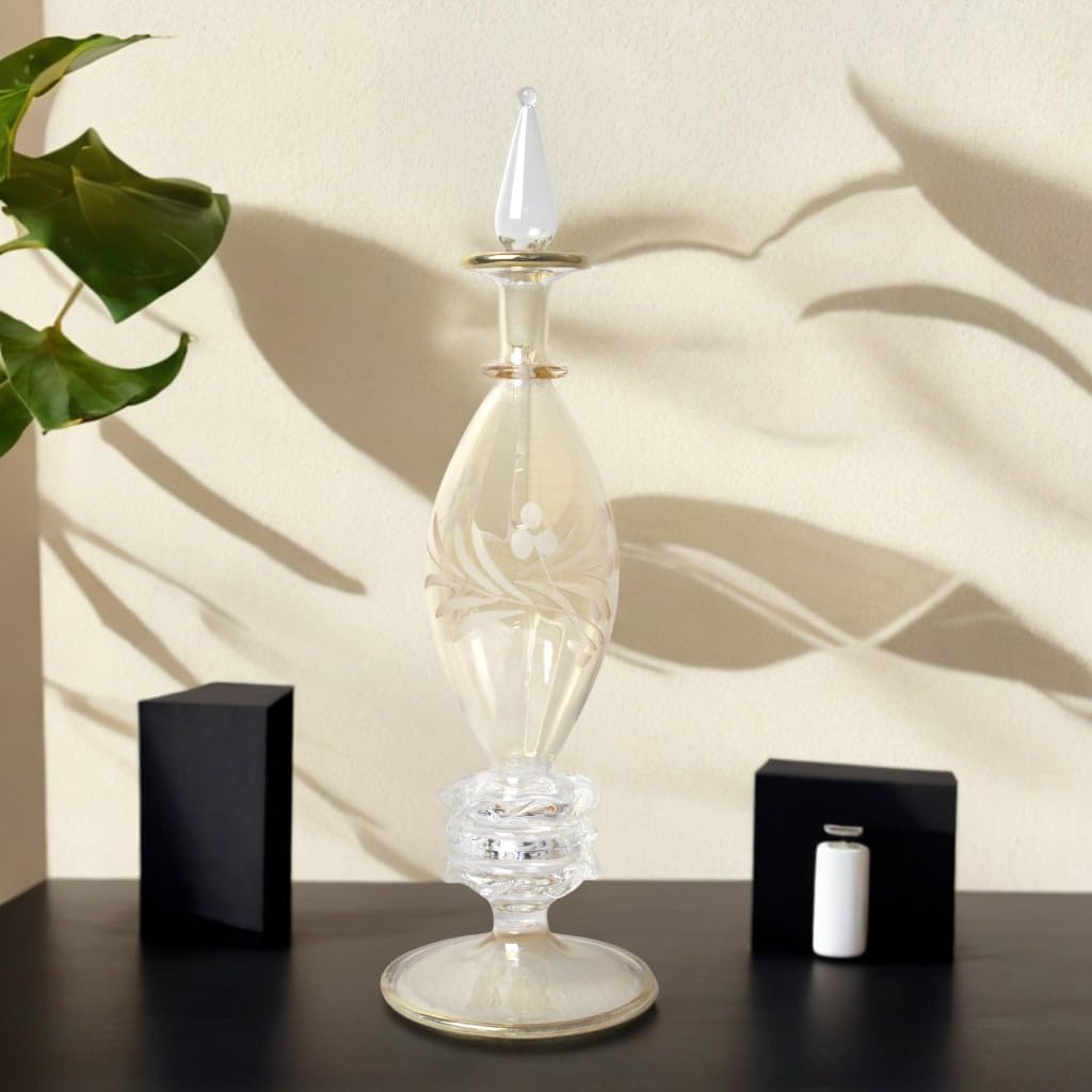 Blown Glass Perfume Bottle with 14K Gold Trim