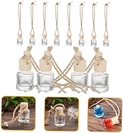 12Pcs Clear Perfume Bottles with Wood Cap for Home and Car Decoration