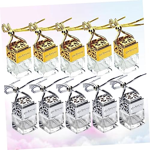 VICASKY 10 Pcs Glass Perfume Bottle Pendant with Hollow Design