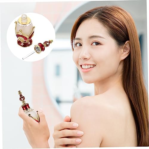 Didiseaon Vintage Glass Perfume Bottle with Alloy Crown Refillable Essential Oil Container