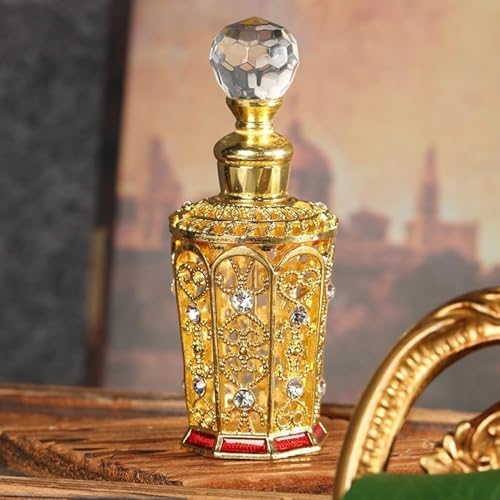 Vintage Perfume Bottle with Crystal Cover 12Ml Glass Art Statue for Women