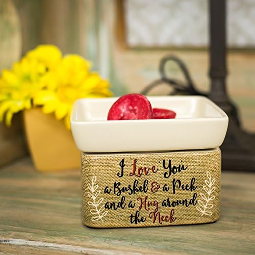 2 Pc Set Love You to The Moon and Back Love You Bushel and a Peck Ceramic Stone Candle Warmers