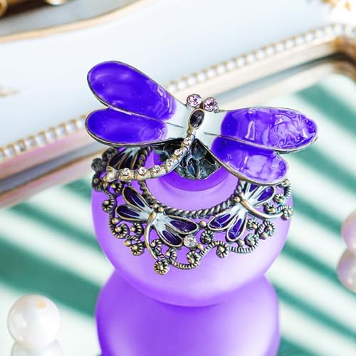 YU FENG 40ml Purple Dragonfly Glass Perfume Bottle with Butterfly Lid