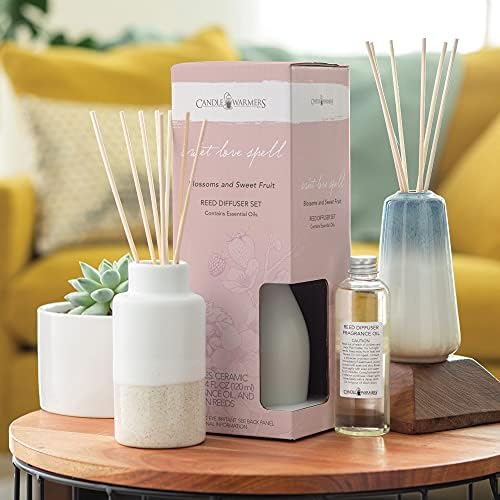 Candle Warmers Etc Ceramic Reed Diffuser with Sweet Love Spell Fragrance