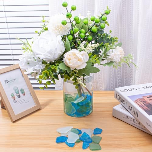 Keedolla 15 Oz Sea Glass Decor Vase Filler Blue White Green