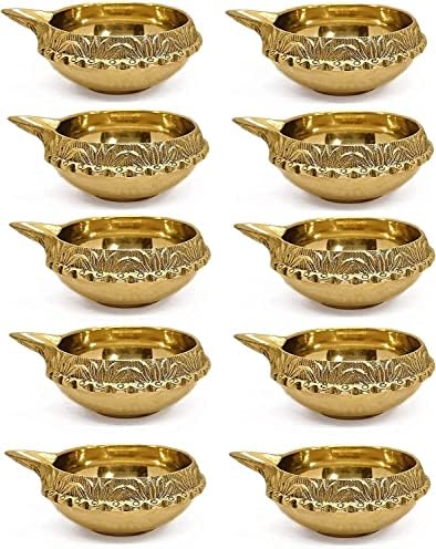 Craftsman Satvik 10 Pc Golden Engraved Kuber Diya Set