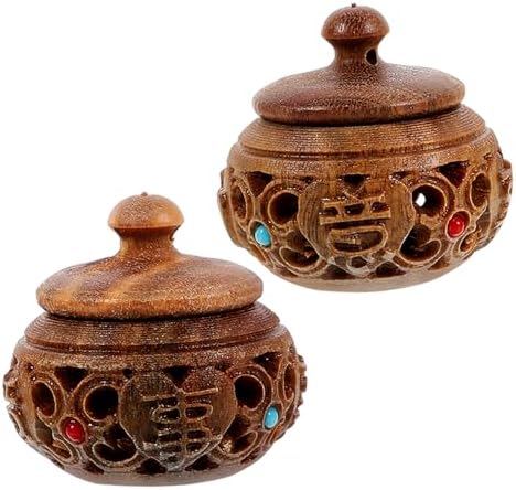 ABOOFAN 2pcs Hollow Car Diffuser Bottle Decorative Aroma Pendant for Scent Beads Vintage Design Holder for Home and Car