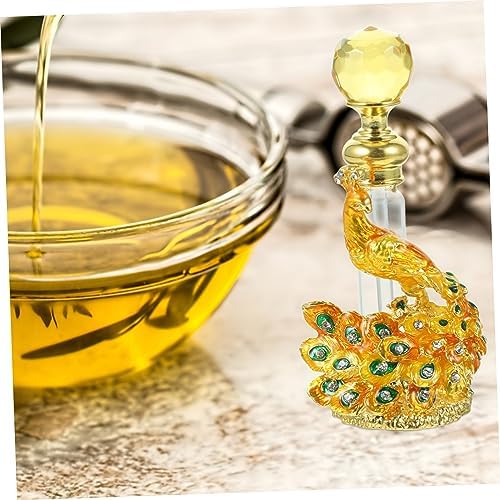 Antique Peacock Design Perfume Bottle Vintage Glass Container for Essential Oils