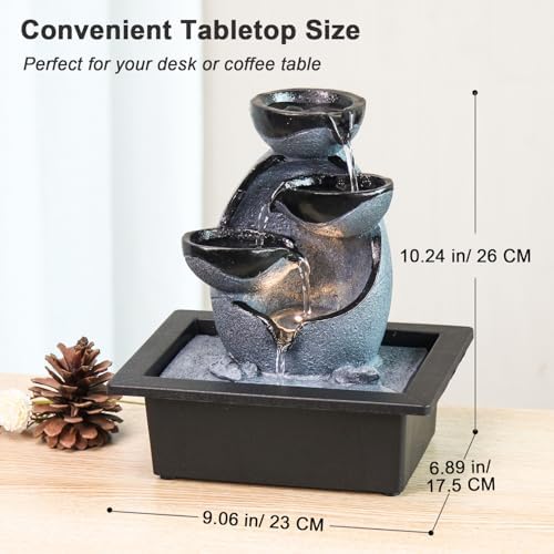 Indoor Tabletop Water Fountain with LED Light and Pump