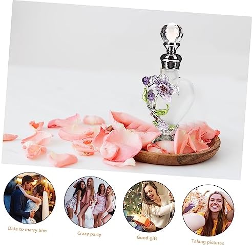 Vintage Flower Glass Perfume Bottle Decorative Essential Oil Holder for Travel and Gifting