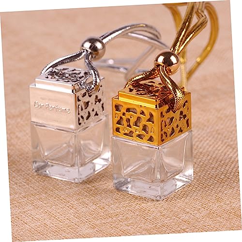 VICASKY 10 Pcs Glass Perfume Bottle Pendant with Hollow Design