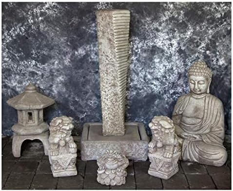 Rustic Twist Fountain with Foo Dog and Kamakura Buddha Set